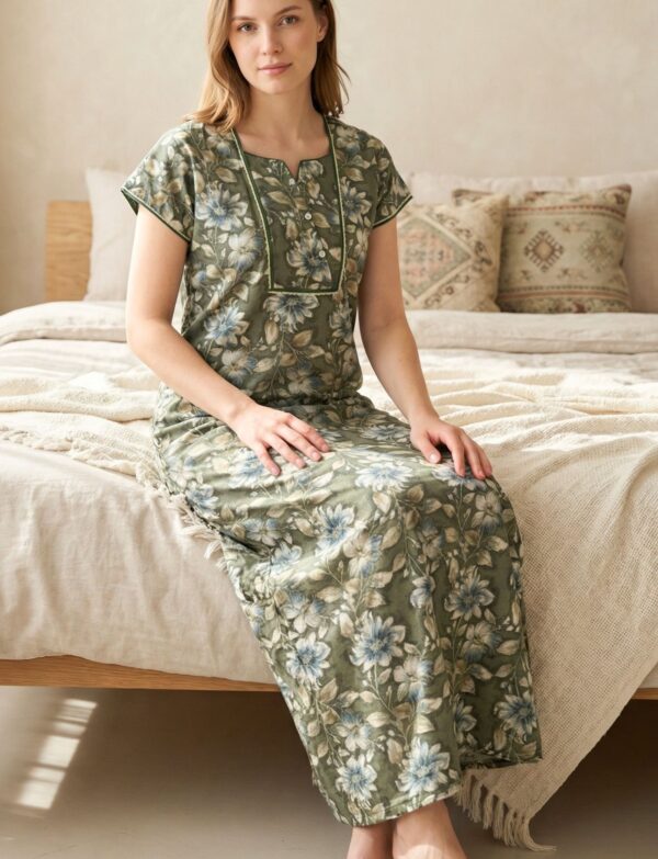 Floral leaf greenish Nighty